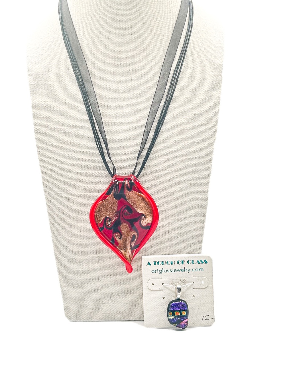 Interchangeable Art Glass Pendant Necklace Set